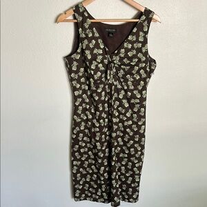 Vintage Harold's Brown and Green Pineapple Midi Dress 🍍